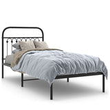 NNEVL Metal Bed Frame without Mattress with Headboard Black 90x190 cm