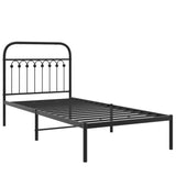 NNEVL Metal Bed Frame without Mattress with Headboard Black 90x190 cm