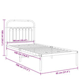 NNEVL Metal Bed Frame without Mattress with Headboard Black 90x190 cm