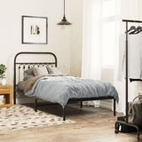 NNEVL Metal Bed Frame without Mattress with Headboard Black 90x190 cm