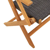 NNEVL 3 Piece Bistro Set Black Poly Rattan and Solid Wood
