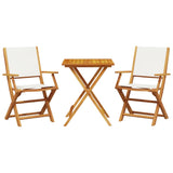 NNEVL 3 Piece Bistro Set Cream White Fabric and Solid Wood
