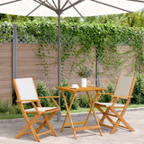 NNEVL 3 Piece Bistro Set Cream White Fabric and Solid Wood