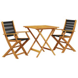 NNEVL 3 Piece Bistro Set Black Polypropylene and Solid Wood