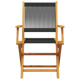 NNEVL 3 Piece Bistro Set Black Polypropylene and Solid Wood