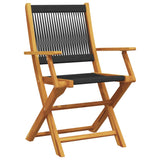 NNEVL 3 Piece Bistro Set Black Polypropylene and Solid Wood