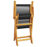 NNEVL 3 Piece Bistro Set Black Polypropylene and Solid Wood