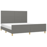 NNEVL Bed Frame without Mattress Dark Grey 152x203 cm Queen Fabric