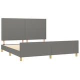 NNEVL Bed Frame without Mattress Dark Grey 152x203 cm Queen Fabric
