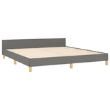 NNEVL Bed Frame without Mattress Dark Grey 152x203 cm Queen Fabric