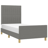 NNEVL Bed Frame without Mattress Dark Grey 107x203 cm King Single Size Fabric