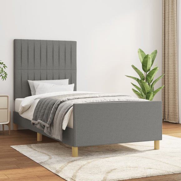 NNEVL Bed Frame without Mattress Dark Grey 107x203 cm King Single Size Fabric