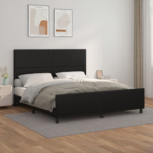 NNEVL Bed Frame without Mattress Black 152x203 cm Queen Faux Leather