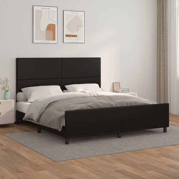 NNEVL Bed Frame without Mattress Black 152x203 cm Queen Faux Leather