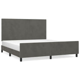 NNEVL Bed Frame without Mattress Dark Grey 152x203 cm Queen Velvet