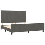 NNEVL Bed Frame without Mattress Dark Grey 152x203 cm Queen Velvet