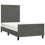 NNEVL Bed Frame without Mattress Dark Grey 107x203 cm King Single Size Velvet