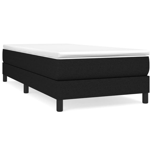 NNEVL Box Spring Bed with Mattress Black 106x203 cm King Single Size Fabric