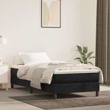 NNEVL Box Spring Bed with Mattress Black 106x203 cm King Single Size Velvet