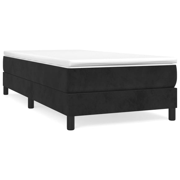 NNEVL Box Spring Bed with Mattress Black 106x203 cm King Single Size Velvet