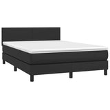 NNEVL Box Spring Bed with Mattress&LED Black 153x203 cm Queen Size Faux Leather