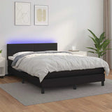 NNEVL Box Spring Bed with Mattress&LED Black 153x203 cm Queen Size Faux Leather