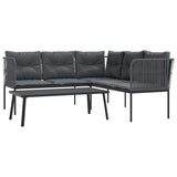 NNEVL Garden Sofa Set with Cushions Black Steel and Textilene