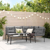 NNEVL Garden Sofa Set with Cushions Black Steel and Textilene