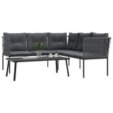 NNEVL Garden Sofa Set with Cushions Black Steel and Textilene