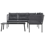 NNEVL Garden Sofa Set with Cushions Black Steel and Textilene
