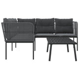 NNEVL Garden Sofa Set with Cushions Black Steel and Textilene