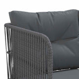 NNEVL Garden Sofa Set with Cushions Black Steel and Textilene