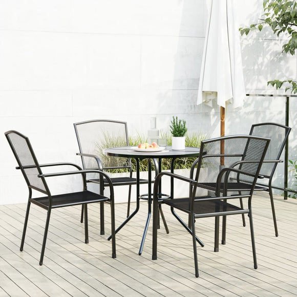 NNEVL Stackable Garden Chair Set 5 Piece Anthracite Powder-coated Steel