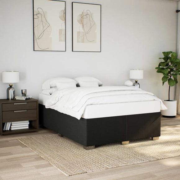NNEVL Bed Frame without Mattress Black Double Fabric