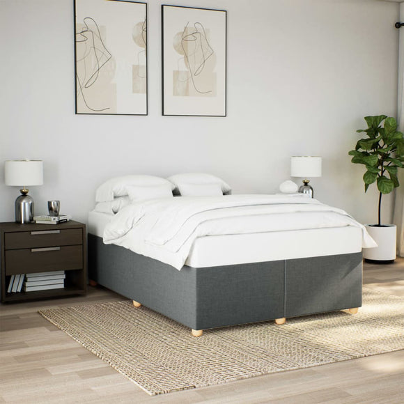 NNEVL Bed Frame without Mattress Dark Grey Queen Fabric