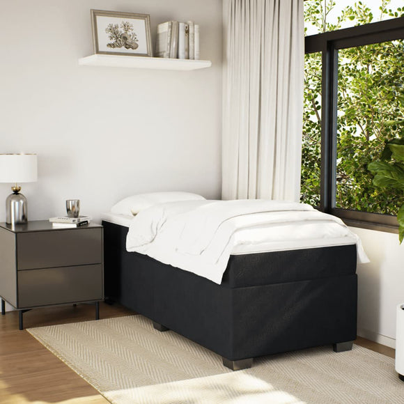 NNEVL Box Spring Bed with Mattress Black King Single Velvet