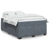 NNEVL Box Spring Bed with Mattress Dark Grey Queen Velvet