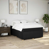 NNEVL Box Spring Bed with Mattress Black Double Fabric