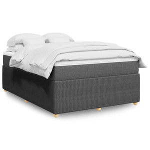 NNEVL Box Spring Bed with Mattress Black Double Fabric