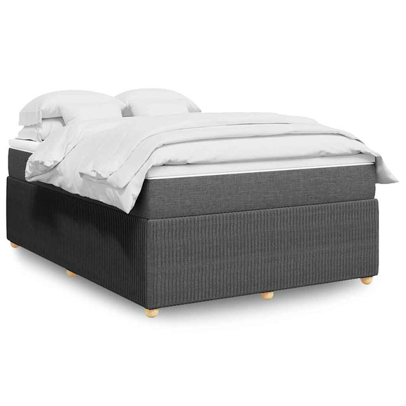 NNEVL Box Spring Bed with Mattress Black Double Fabric