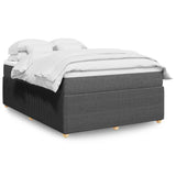 NNEVL Box Spring Bed with Mattress Black Double Fabric