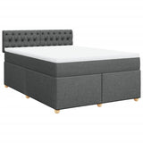 NNEVL Box Spring Bed with Mattress Dark Grey Queen Fabric
