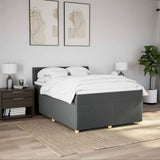 NNEVL Box Spring Bed with Mattress Dark Grey Queen Fabric