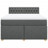 NNEVL Box Spring Bed with Mattress Dark Grey Queen Fabric