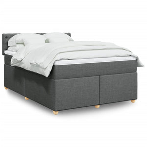 NNEVL Box Spring Bed with Mattress Dark Grey Queen Fabric