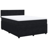 NNEVL Box Spring Bed with Mattress Black Queen Velvet