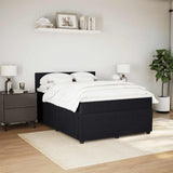 NNEVL Box Spring Bed with Mattress Black Queen Velvet