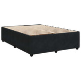 NNEVL Box Spring Bed with Mattress Black Queen Velvet