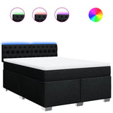 NNEVL Box Spring Bed with Mattress Black Queen Fabric