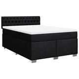 NNEVL Box Spring Bed with Mattress Black Queen Fabric